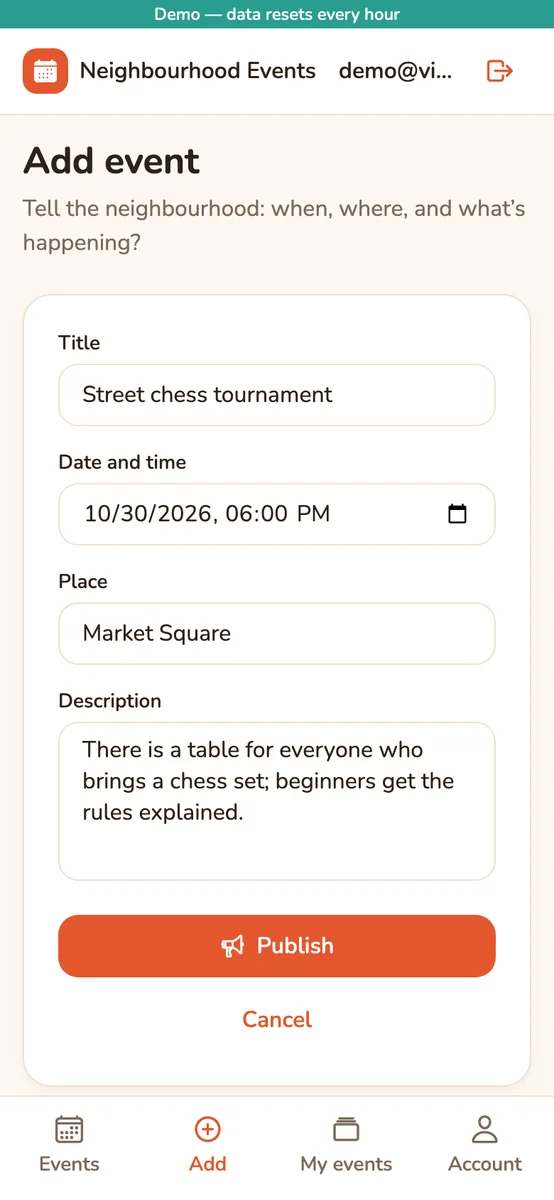 Neighbourhood events