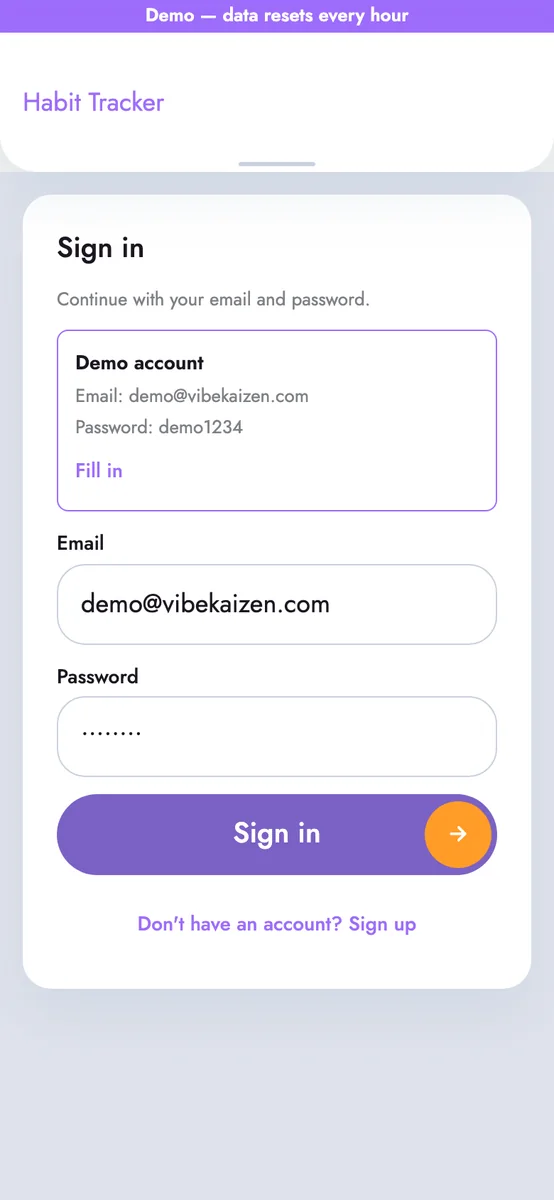 The sign-in screen